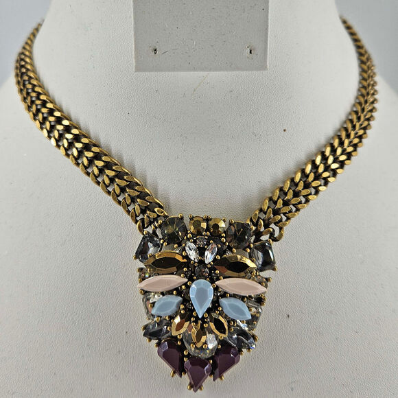J. Crew crystal art deco style statement necklace NWT